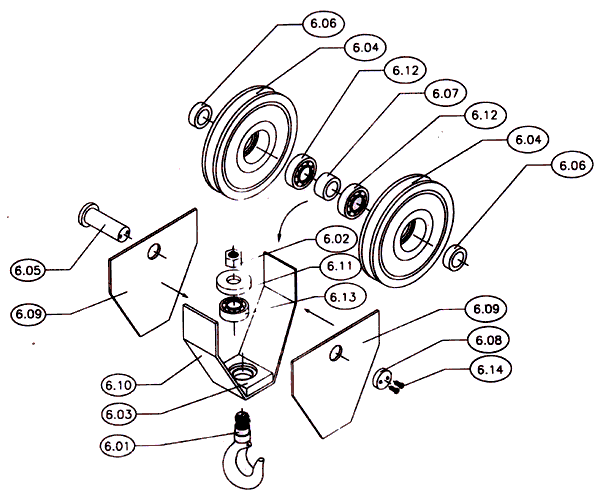 Electric Wire Rope Hoist Guide >> Details of Bottom Block ( < 5 Ton)