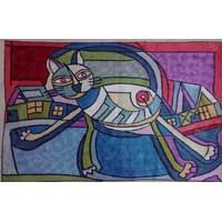 Cat Design Chain Stitched Rug 05