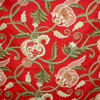Green Leaves Crewel Curtain Fabric