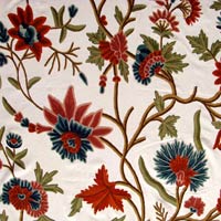 Red Wine Crewel Curtain Fabric