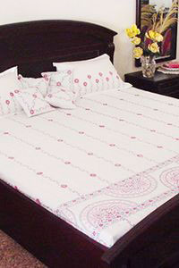 Chikankari Cotton Bed Sheet