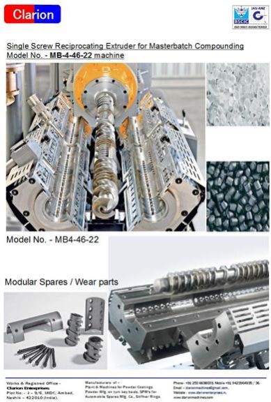 Master Batch Single Screw Extruders Reciprocating Kneaders