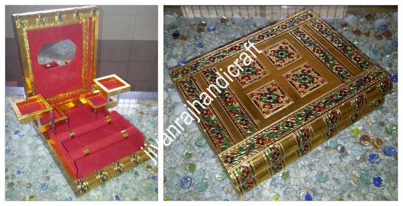Golden Meenakari Jewellery Boxes