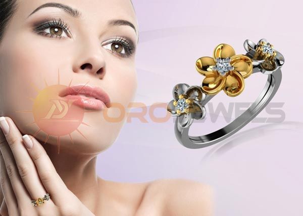 CZ Studded Flower Rings