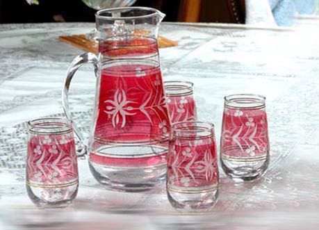 Golden Ruby Glass Lemon Set