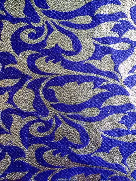 Blue Rinku Litchi Jacquard Fabric