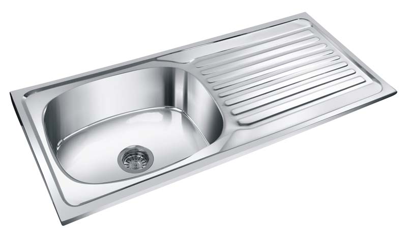 Single Bowl Kitchen Sink with Drainboard 01