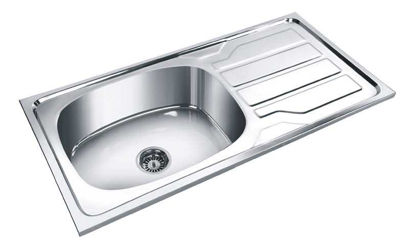 Single Bowl Kitchen Sink with Drainboard 02