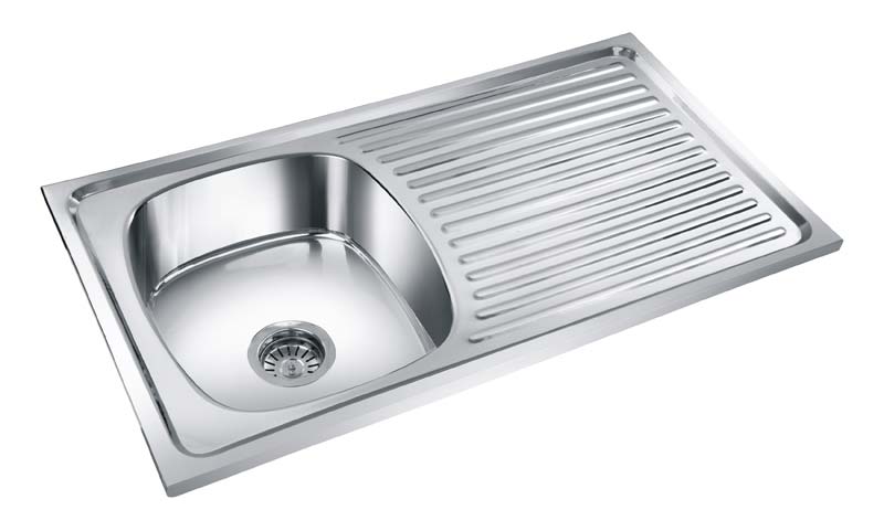 Single Bowl Kitchen Sink with Drainboard 04