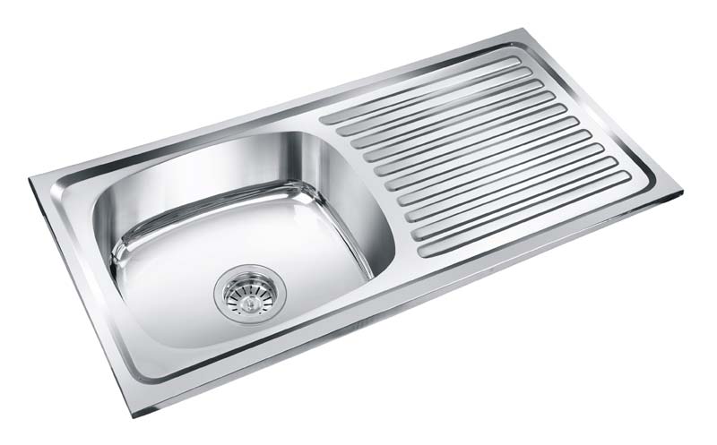 Single Bowl Kitchen Sink with Drainboard 07