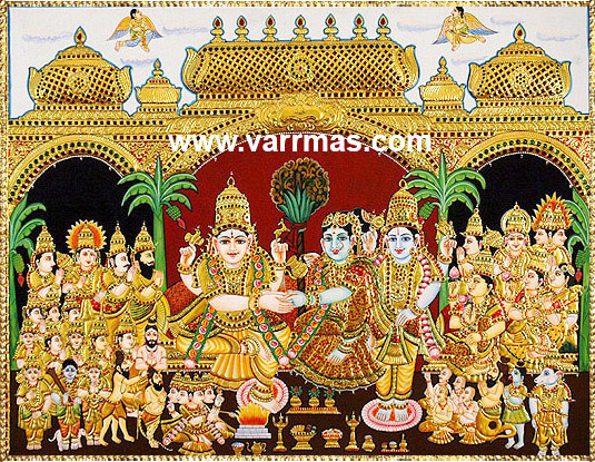 Girija Kalyanam Tanjore Painting (10322)