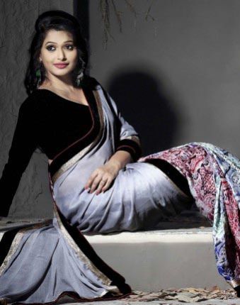 Satin Gray Charming Saree