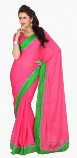 Satin Pink Festival Wear Saree