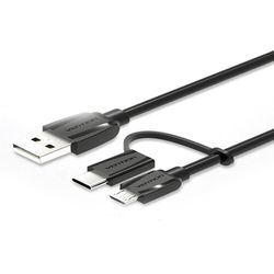 1.5 Meter USB 2.0 A-Male to Micro B Cable With Type C Adapter