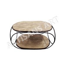 Wood Iron Coffee Table,