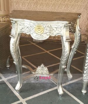 WHITE METAL SIDE TABLE