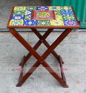 WOODEN PAINTED PEG TABLE