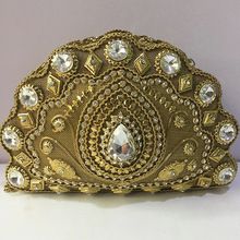 Shell shape designer golden metal clutch bag