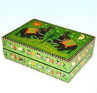 PAINTED WOODEN DECORATIVE JEWELERY BOXES