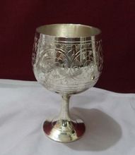 Brass Drinking Vintage Glass Engraved