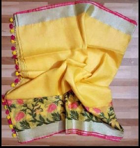 Handloom Pure Linen Jaquared Saree