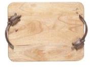 Natural Wood Serving Tray With Crocodile Handle