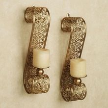 Golden Forged Wall Candle Holder