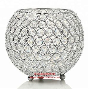 Silver Crystal Candle Holder