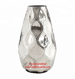 Silver Hammered Metal Flower Vase