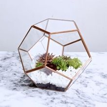 colored Metal vases geometric glass terrarium