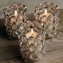Crystal wedding style round candle holders set