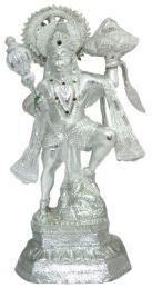 White Metal Hanuman Ji Statue