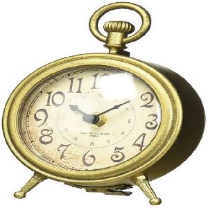 table metal gold clock