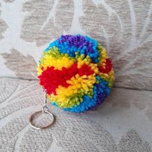 Handcrafted Rainbow yarn Keychain