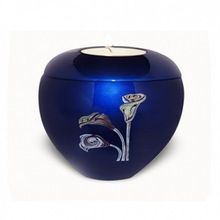 Blue Tealight Holder With Rose