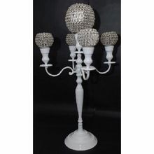 WHITE CANDELABRA WITH CRYSTAL