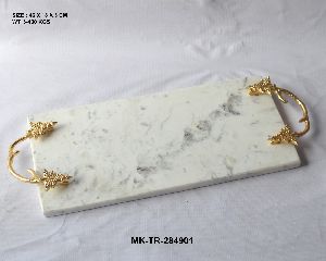 Marble Tray With Brass Handles