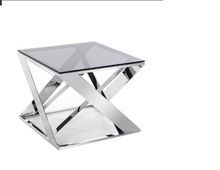 Glass Top Stainless Steel Side table