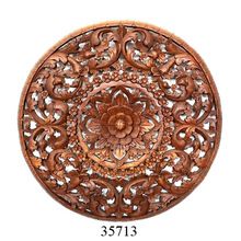 Carved Wooden Room Wall Decorative Panel Lotus Flower