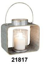 Foreside Galvanized Candle Lantern