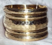 Brass Hammered Bangle Set