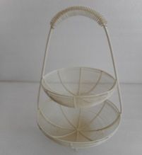 Two tier Iron Wire White Mesh Fruit Basket