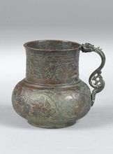 Antique Galvanized Metal Urn with Handle