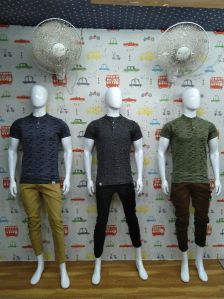 Mens Printed Henley Neck T-Shirts