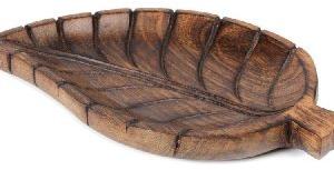 Leaf Shaped Wooden Serving Tray