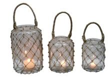 Glass Lanterns with Jute Handles