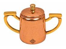 steel copper hammered sugar pot