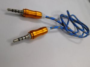 Imported High Quality Blue Cotton 3 Pin Aux Cable