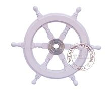 Whitewash Ship Wheel Nautical Decoration