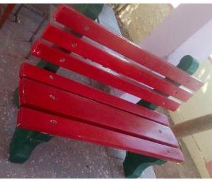 Red Cement Garden Benches